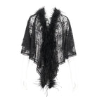 EVA LADY Women's Gothic Irregular Fluffy Hem Lace Cape