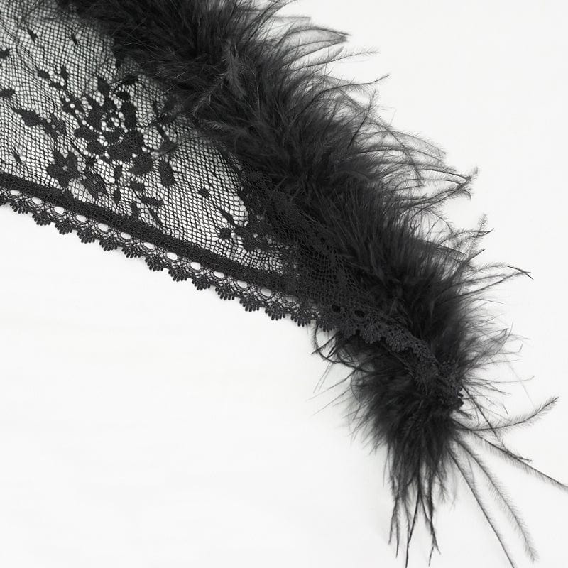 EVA LADY Women's Gothic Irregular Fluffy Hem Lace Cape