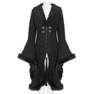 EVA LADY Women's Gothic Lace Applique Faux Fur Trim Front Zipper Coat