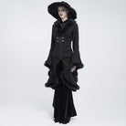 EVA LADY Women's Gothic Lace Applique Faux Fur Trim Front Zipper Coat