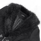 EVA LADY Women's Gothic Lace Applique Faux Fur Trim Front Zipper Coat