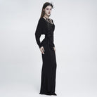 EVA LADY Women's Gothic Lace Applique Lace-up Draped Long Sleeve Maxi Dress