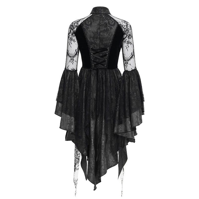 EVA LADY Women's Gothic Lace Lace-up Long Sleeved Dress