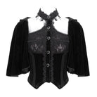 EVA LADY Women's Gothic Lace Splice Cape with Halterneck Velvet Top