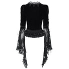EVA LADY Women's Gothic Lace Splice Lace-up Long Sleeve Velvet Blouse