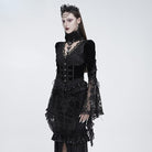 EVA LADY Women's Gothic Lace Splice Lace-up Long Sleeve Velvet Blouse