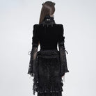 EVA LADY Women's Gothic Lace Splice Lace-up Long Sleeve Velvet Blouse