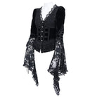 EVA LADY Women's Gothic Lace Splice Lace-up Long Sleeve Velvet Blouse