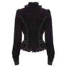 EVA LADY Women's Gothic Lace Splice Lace-up Long Sleeve Velvet Blouse