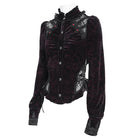 EVA LADY Women's Gothic Lace Splice Lace-up Long Sleeve Velvet Blouse