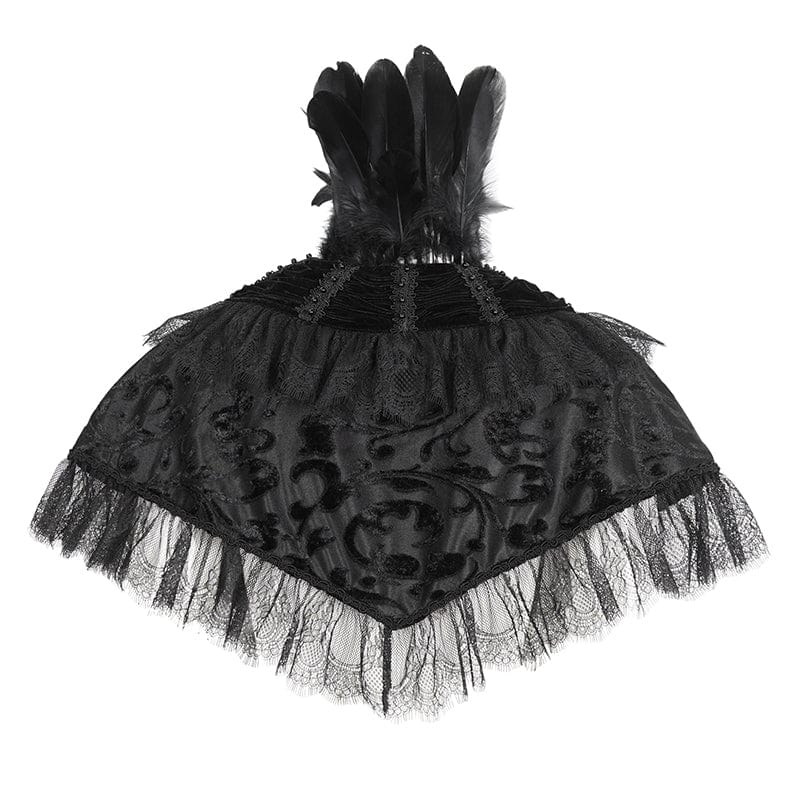 EVA LADY Women's Gothic Lace Splice Velvet Feather Cape