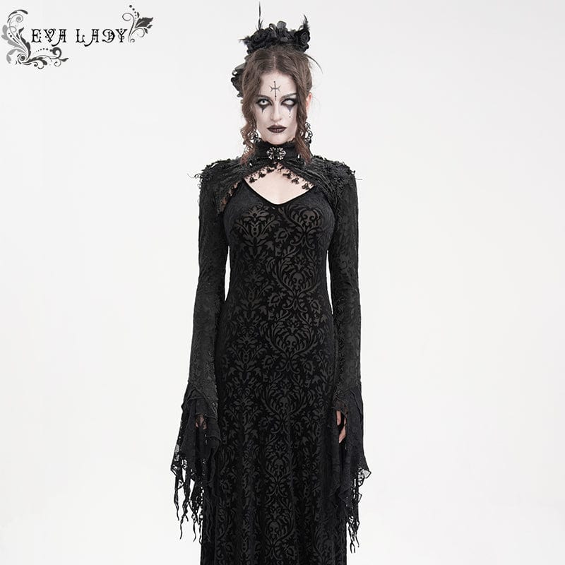 EVA LADY Women's Gothic Lace Tassels Cape