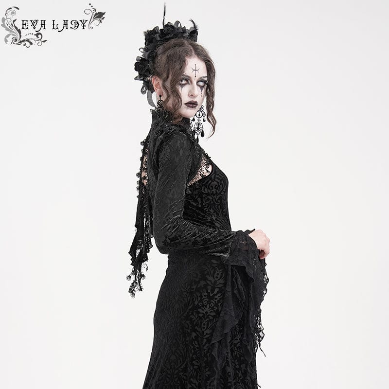 EVA LADY Women's Gothic Lace Tassels Cape