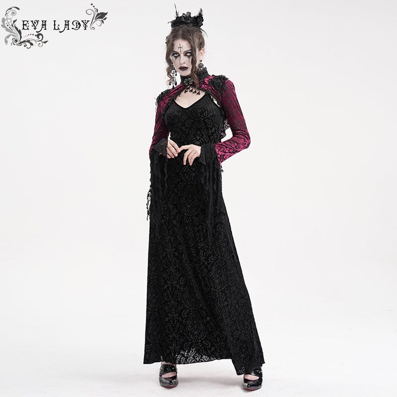 EVA LADY Women's Gothic Lace Tassels Cape Black Purple