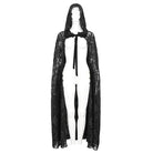 EVA LADY Women's Gothic Lace-up Flocking Lace Cloak with Hood