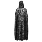 EVA LADY Women's Gothic Lace-up Flocking Lace Cloak with Hood