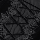 EVA LADY Women's Gothic Lace-up Mesh Splice Plunging V-neck Velvet Maxi Dress Black