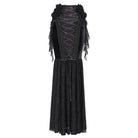 EVA LADY Women's Gothic Lace-up Rose Beaded Chain Mermaid Long Skirt