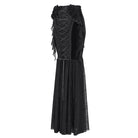 EVA LADY Women's Gothic Lace-up Rose Beaded Chain Mermaid Long Skirt