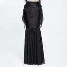 EVA LADY Women's Gothic Lace-up Rose Beaded Chain Mermaid Long Skirt