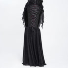 EVA LADY Women's Gothic Lace-up Rose Beaded Chain Mermaid Long Skirt