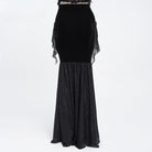 EVA LADY Women's Gothic Lace-up Rose Beaded Chain Mermaid Long Skirt
