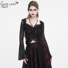 EVA LADY Women's Gothic Lace-up Ruffled Mesh Shirt