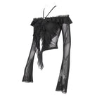 EVA LADY Women's Gothic Lace-up Ruffled Mesh Shirt