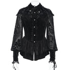 EVA LADY Women's Gothic Lace-up Ruffled Turn-down Collar Long Sleeve Blouse