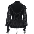 EVA LADY Women's Gothic Lace-up Ruffled Turn-down Collar Long Sleeve Blouse