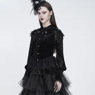 EVA LADY Women's Gothic Lace-up Ruffled Turn-down Collar Long Sleeve Blouse