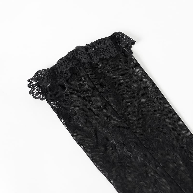 EVA LADY Women's Gothic Layered Beaded Ruffle Rose Mesh Arm Sleeves