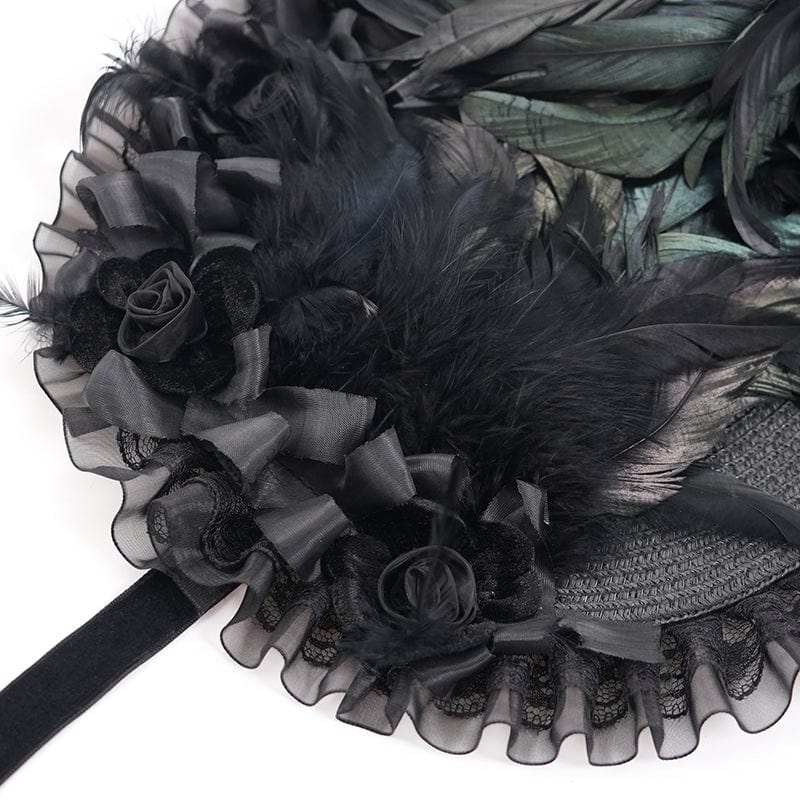 EVA LADY Women's Gothic Mesh Strap Feather Hair Accessories