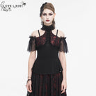 EVA LADY Women's Gothic Off Shoulder Lace Splice Shirt