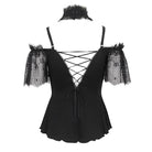 EVA LADY Women's Gothic Off Shoulder Lace Splice Shirt