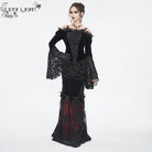 EVA LADY Women's Gothic Off Shoulder Lace Splice Velvet Shirt Black