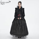 EVA LADY Women's Gothic Off Shoulder Rose Beaded Velvet Black Dress
