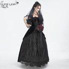 EVA LADY Women's Gothic Off Shoulder Rose Beaded Velvet Black Dress
