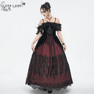 EVA LADY Women's Gothic Off Shoulder Rose Beaded Velvet Red Dress