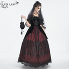 EVA LADY Women's Gothic Off Shoulder Rose Beaded Velvet Red Dress