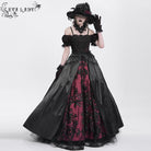 EVA LADY Women's Gothic Off-the-shoulder Lace Splice Prom Dress Red
