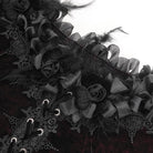 EVA LADY Women's Gothic Off-the-shoulder Ruffled Velvet Shirt Red