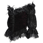 EVA LADY Women's Gothic Off-the-shoulder Ruffled Velvet Shirt Red