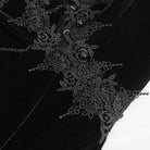 EVA LADY Women's Gothic Plunging Lace-up Lace Hem Slip Dress Black