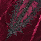 EVA LADY Women's Gothic Plunging Lace-up Lace Hem Slip Dress Red