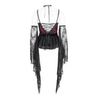 EVA LADY Women's Gothic Plunging Layered Lace Shirt with Oversleeves