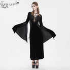 EVA LADY Women's Gothic Plunging Mesh Splice Velvet Dress