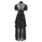 EVA LADY Women's Gothic Plunging Stand Collar Short Sleeved Maxi Dress Black