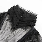 EVA LADY Women's Gothic Plunging Stand Collar Short Sleeved Maxi Dress Black-Grey