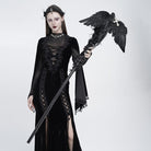 EVA LADY Women's Gothic Raven Cross Rose Chained Staff